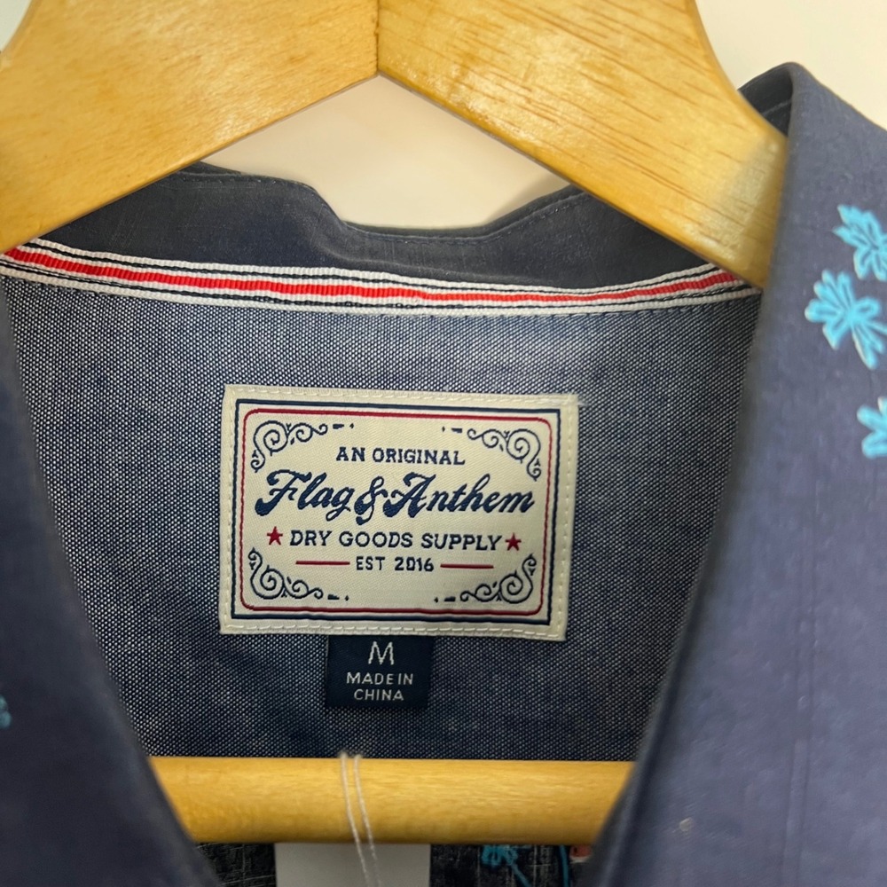 Flag&Anthem Mens M Hawaiian Palm Tree Surfboard Button Down‎ Shirt Pocket - Picture 4 of 8